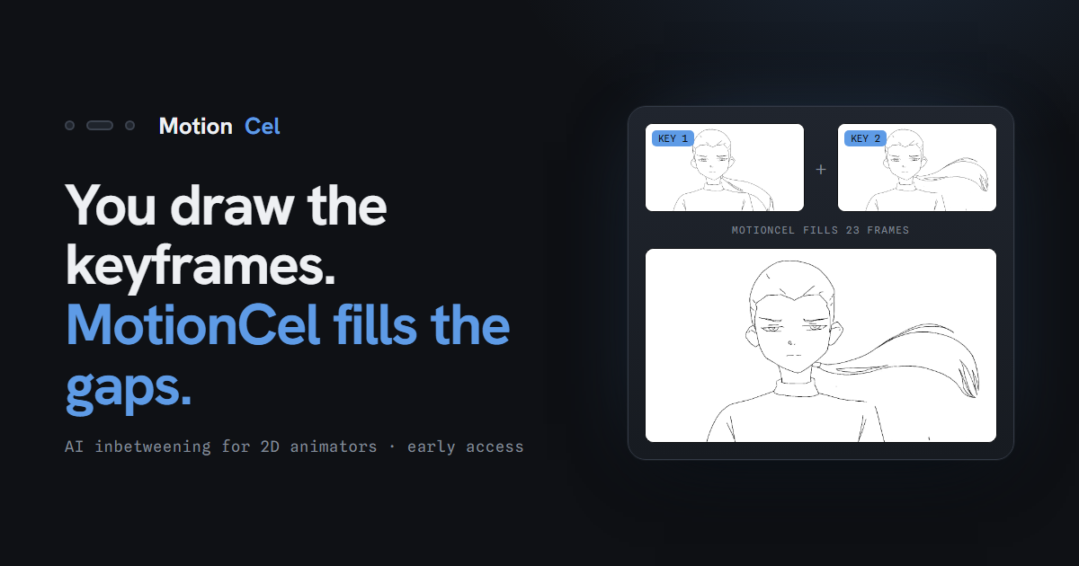 Motion Inbetweening MotionCel — AI inbetweening for 2D animators