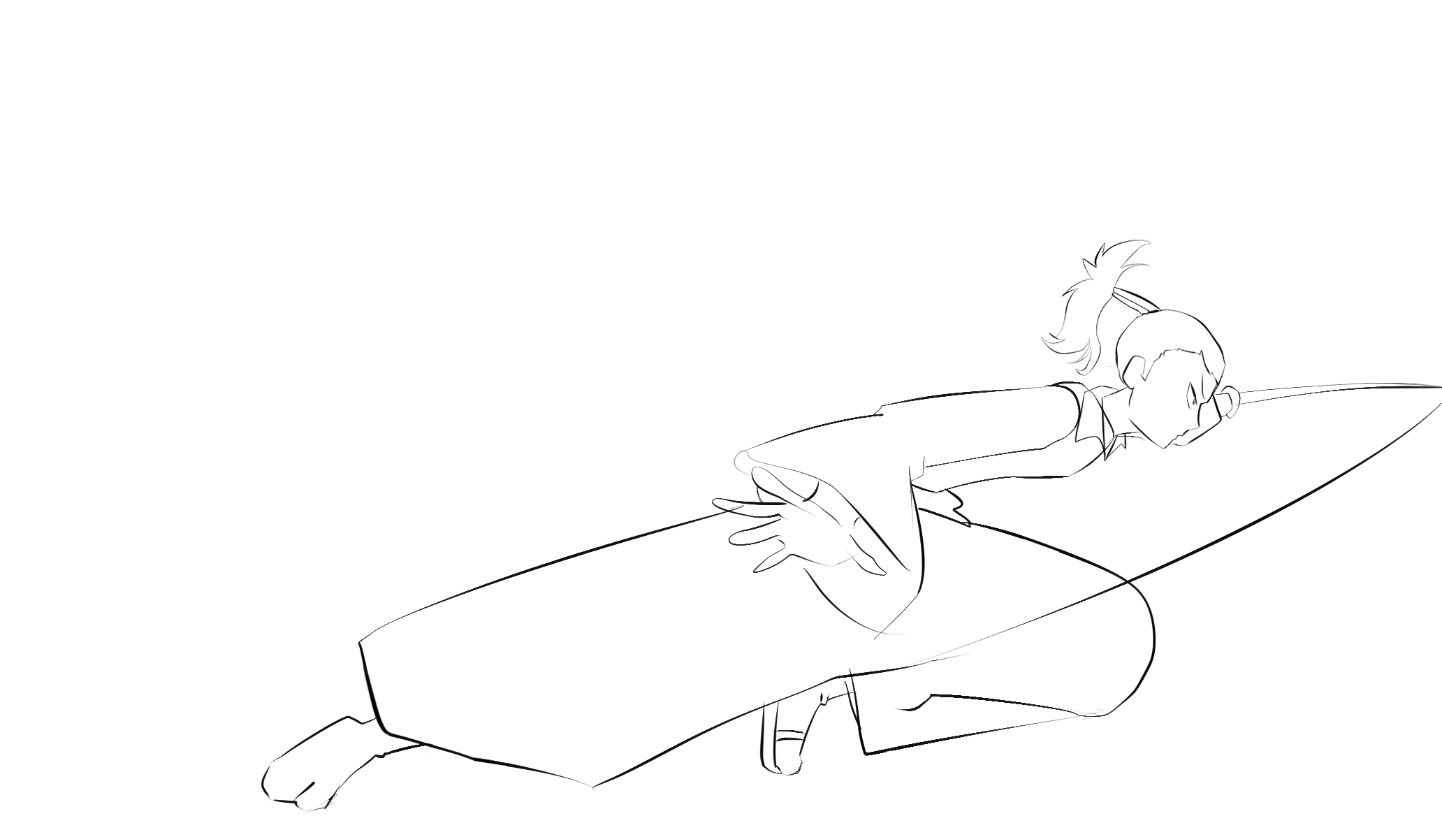 Samurai keyframe 3: extended lunge, cut finished